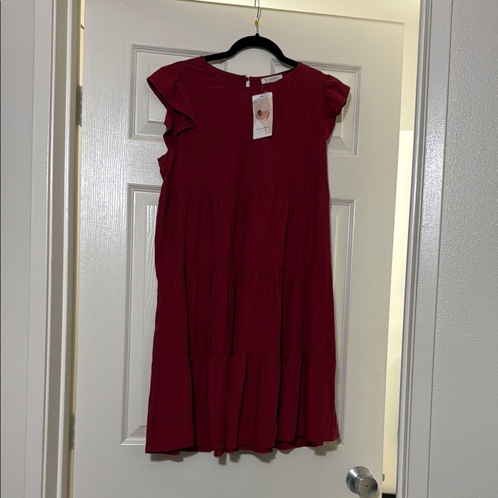 Short red tiered dress